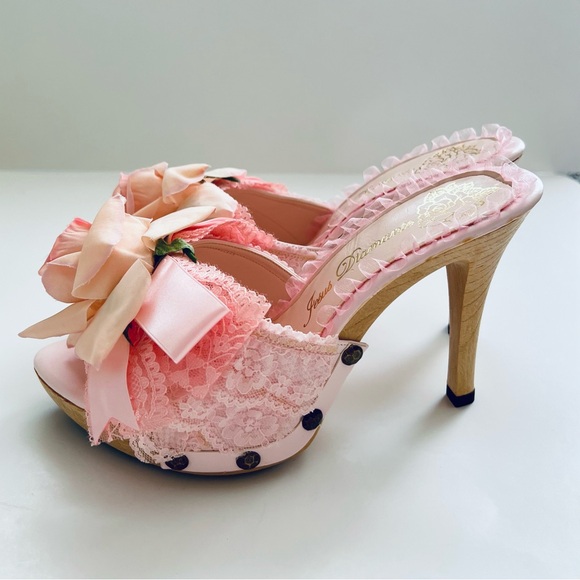 JESUS DIAMANTE Pink Lace rose Heels - Picture 2 of 14